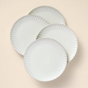 10.5" Scallop Stoneware Cream Dinner Plates **Set of 4** Hearth & Hand NEW